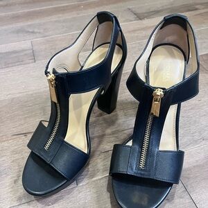 Michael Kors Black Heels with Gold Zipper